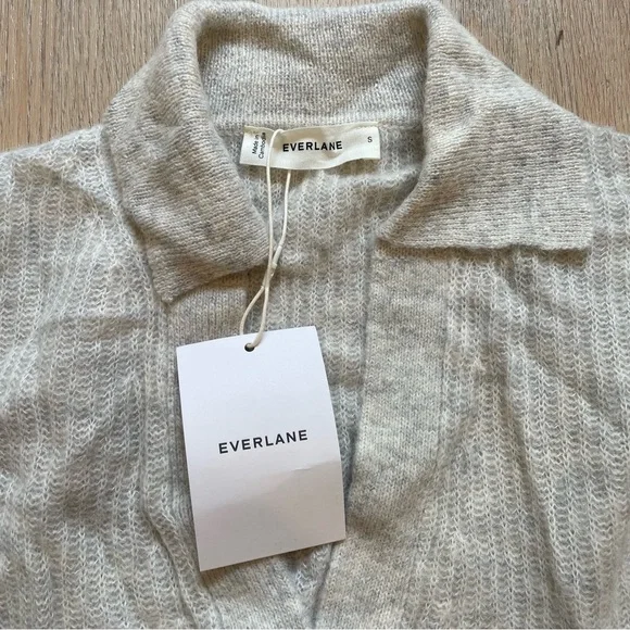EVERLANE Women's Alpaca Blend V-Neck Polo Sweater Size S - Picture 2 of 5